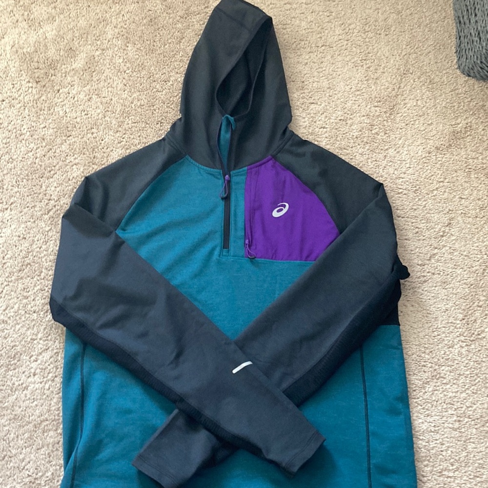 ASICS 1/4 zip hooded running long sleeve